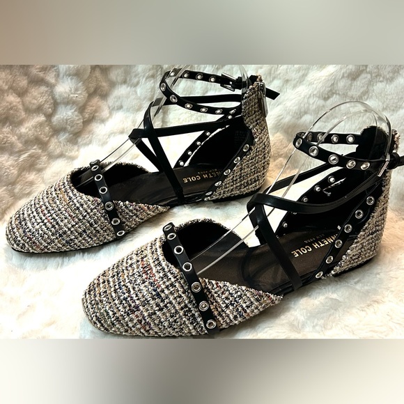 Kenneth Cole Tweed Mason Ballet Flats ankle strap women’s size 5.5M - Picture 2 of 15